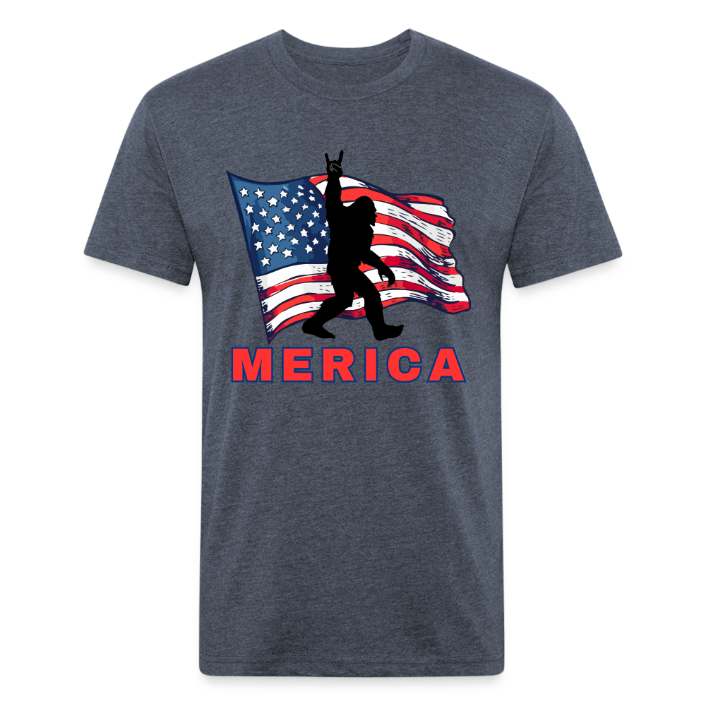 Merica Fitted Cotton/Poly T-Shirt by Next Level - heather navy