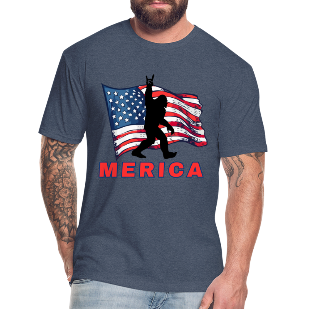 Merica Fitted Cotton/Poly T-Shirt by Next Level - heather navy