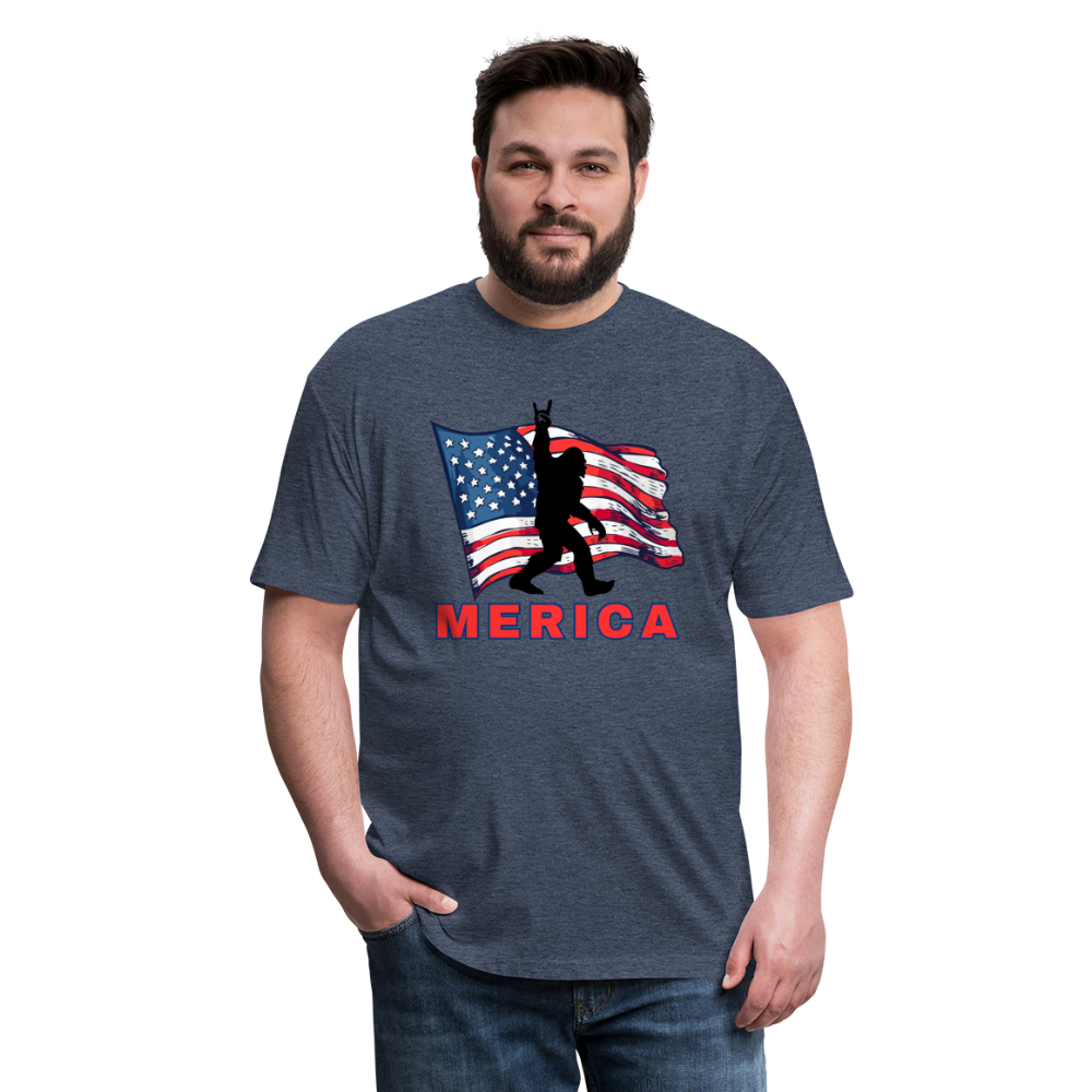 Merica Fitted Cotton/Poly T-Shirt by Next Level - heather navy