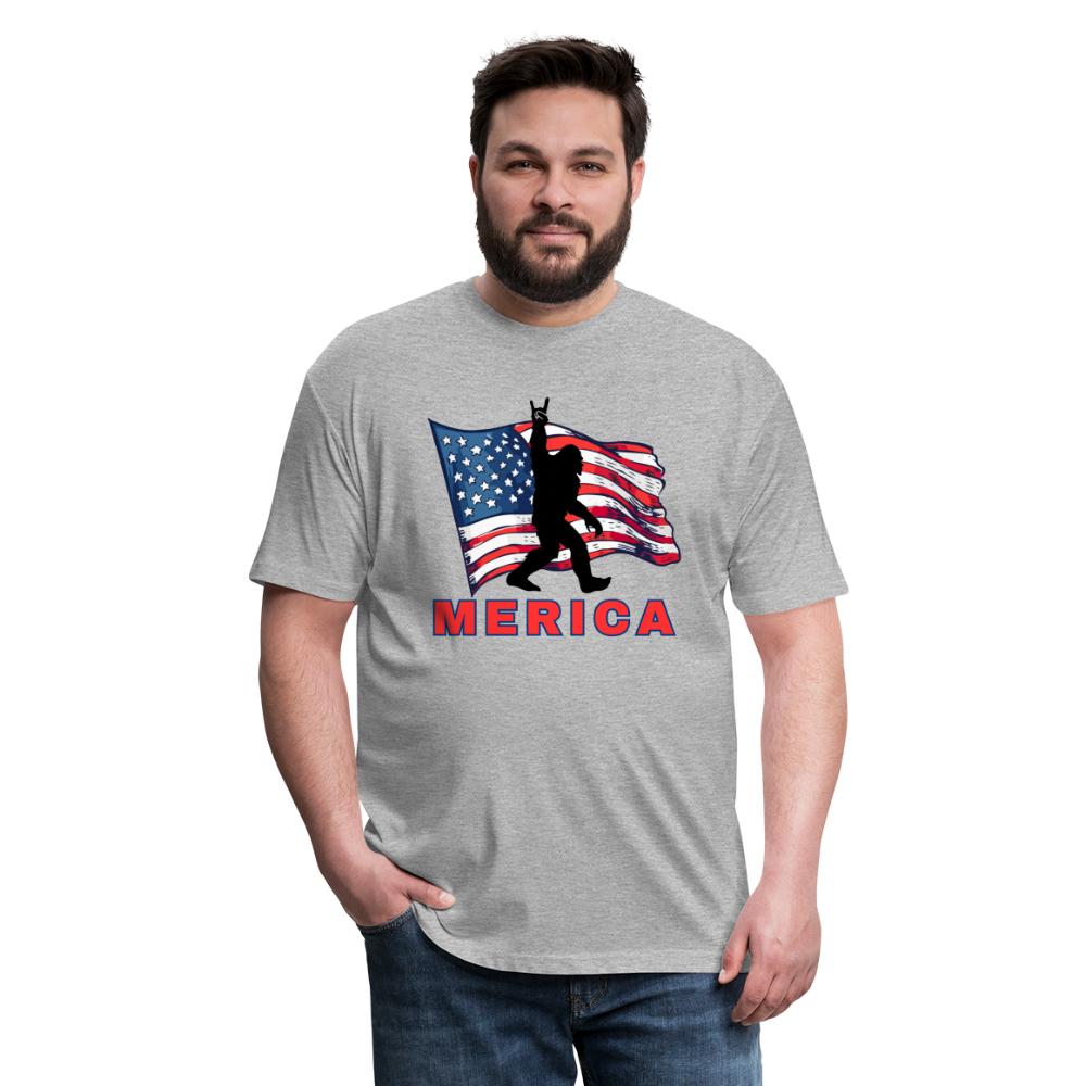 Merica Fitted Cotton/Poly T-Shirt by Next Level - heather gray