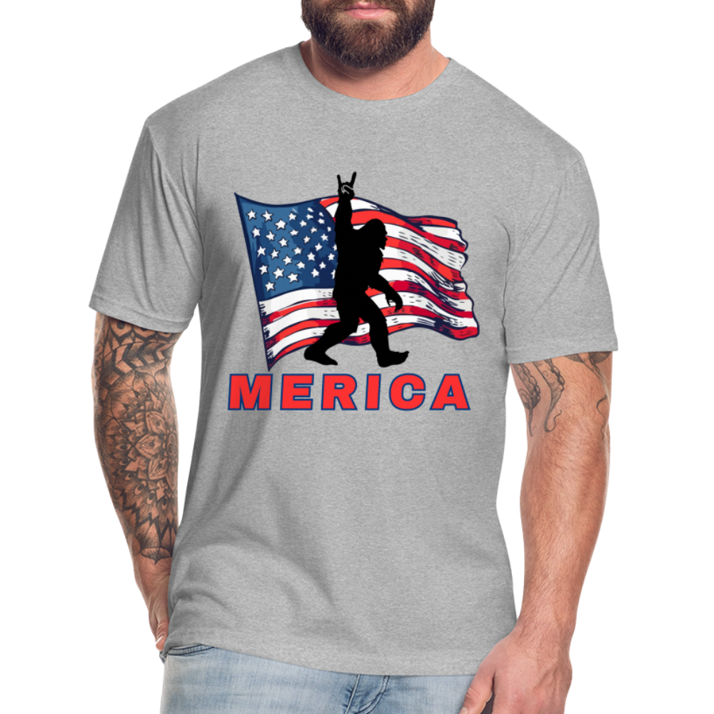 Merica Fitted Cotton/Poly T-Shirt by Next Level - heather gray