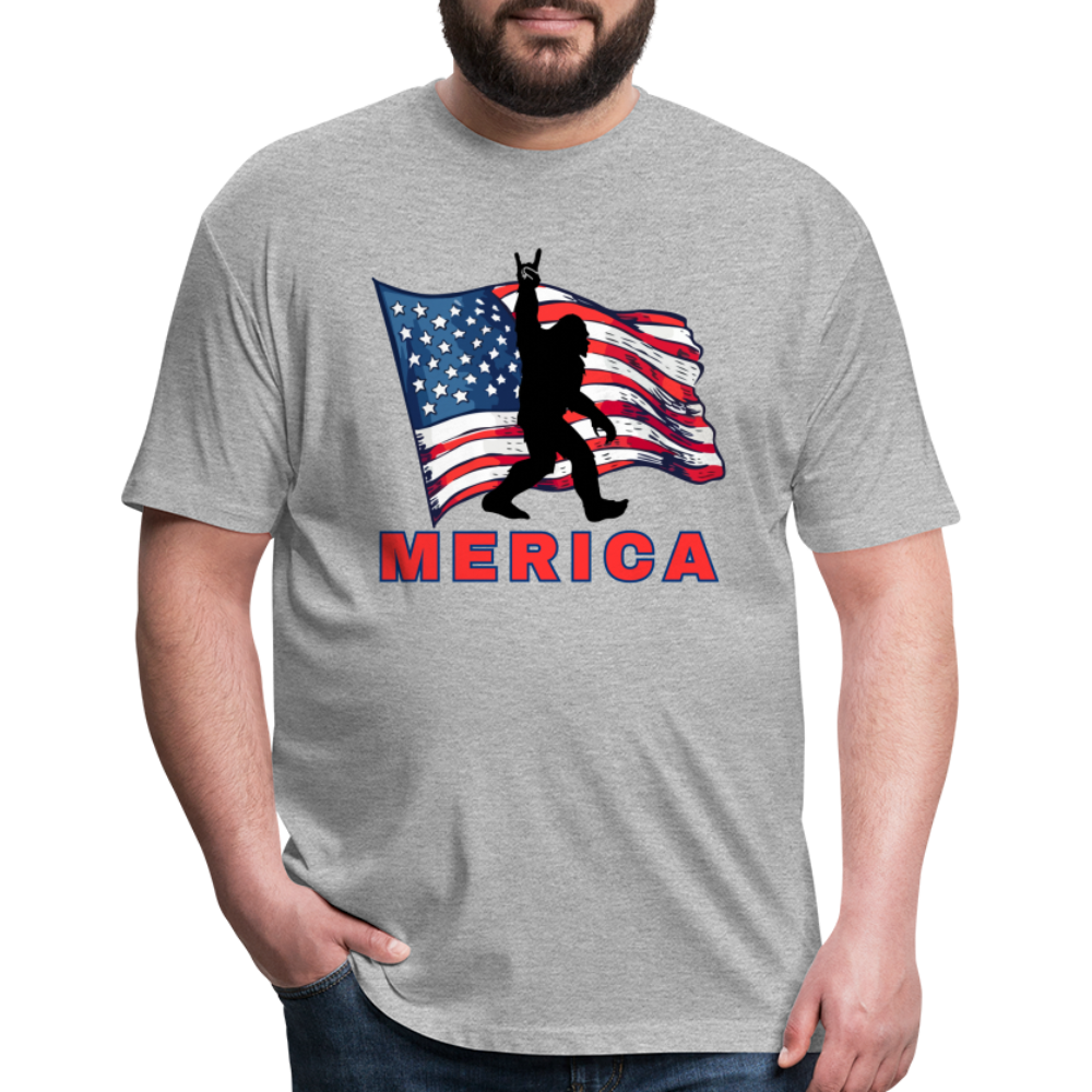 Merica Fitted Cotton/Poly T-Shirt by Next Level - heather gray