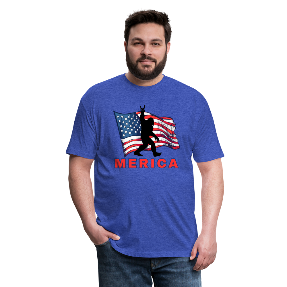Merica Fitted Cotton/Poly T-Shirt by Next Level - heather royal