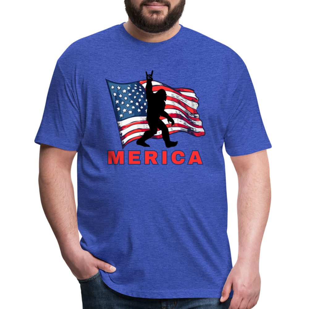 Merica Fitted Cotton/Poly T-Shirt by Next Level - heather royal