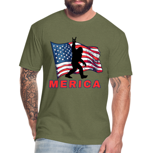 Merica Fitted Cotton/Poly T-Shirt by Next Level - heather military green
