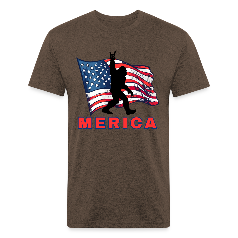 Merica Fitted Cotton/Poly T-Shirt by Next Level - heather espresso