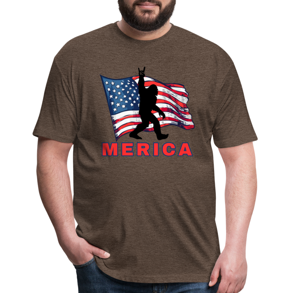 Merica Fitted Cotton/Poly T-Shirt by Next Level - heather espresso