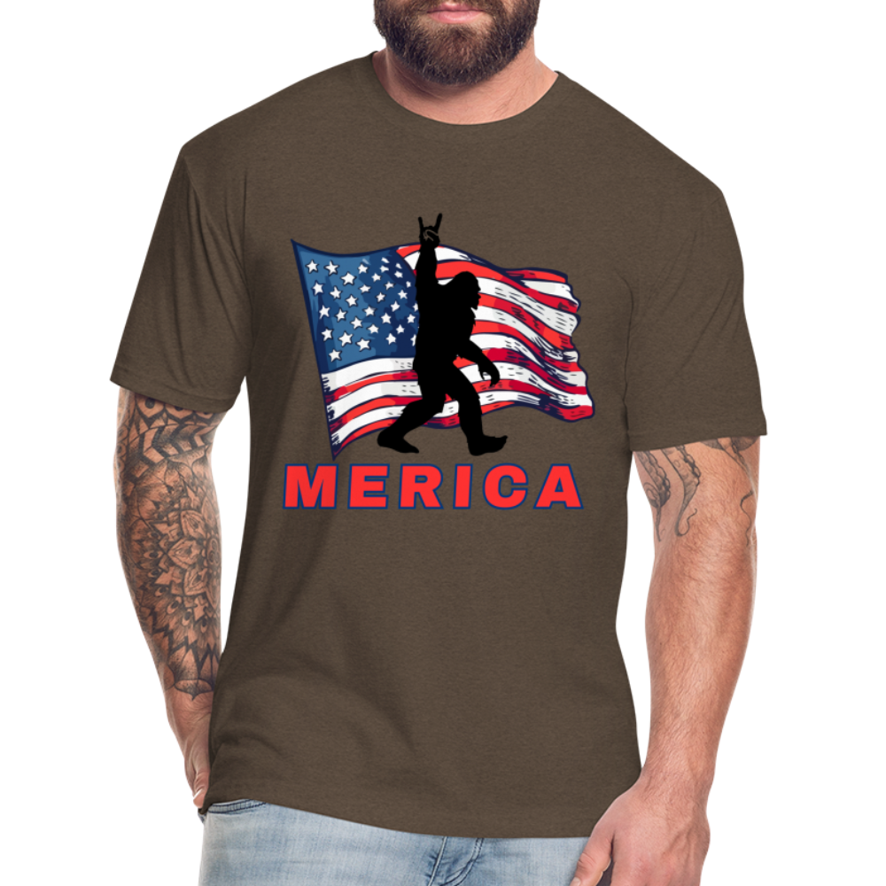 Merica Fitted Cotton/Poly T-Shirt by Next Level - heather espresso