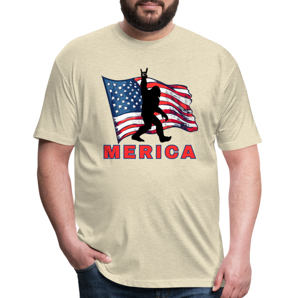 Merica Fitted Cotton/Poly T-Shirt by Next Level - heather cream