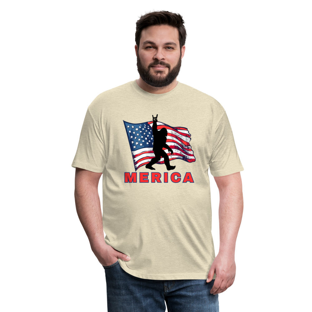 Merica Fitted Cotton/Poly T-Shirt by Next Level - heather cream