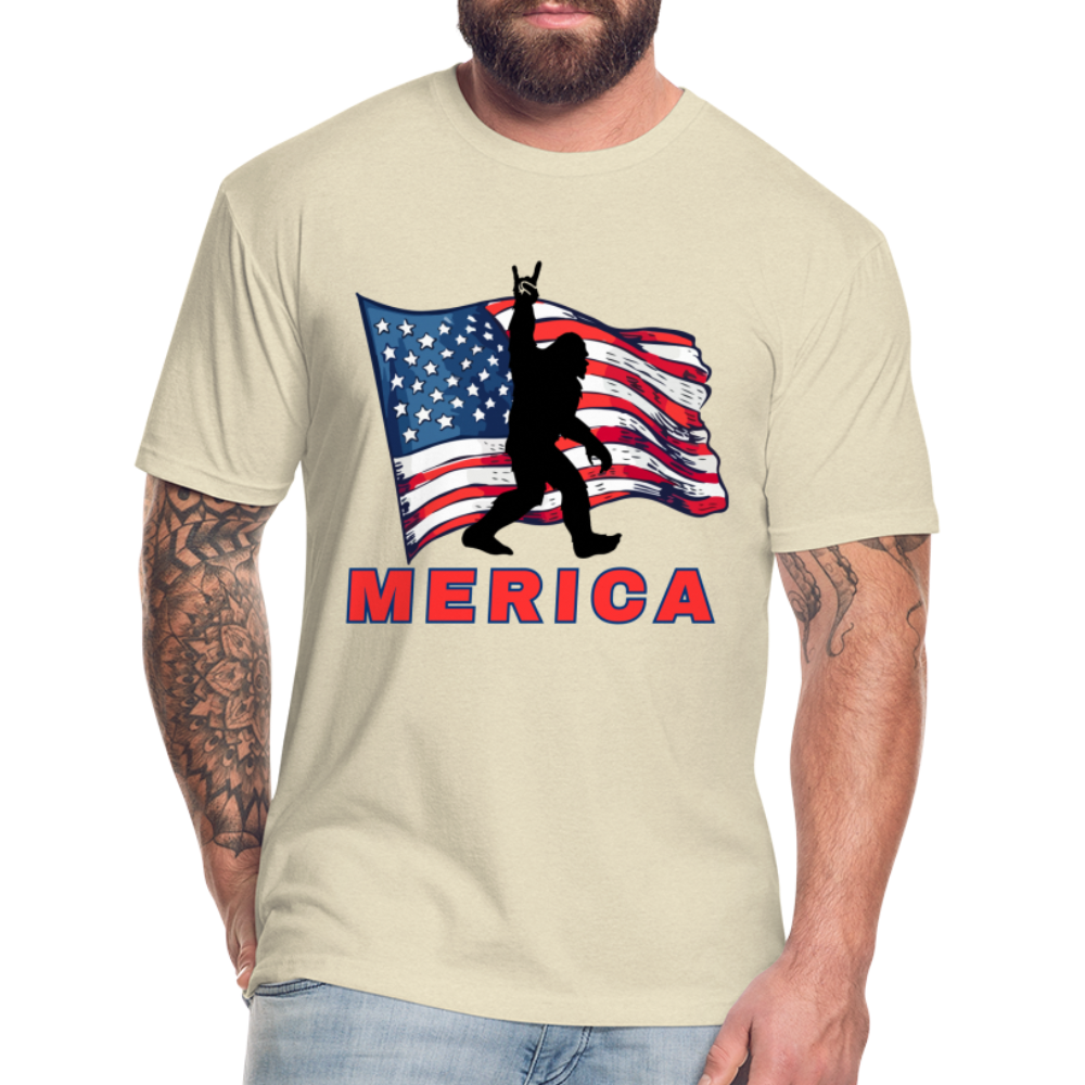 Merica Fitted Cotton/Poly T-Shirt by Next Level - heather cream