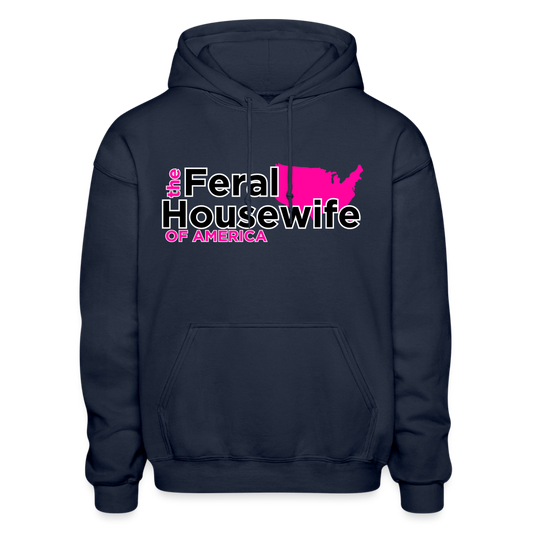 FERAL HOUSEWIFE Gildan Heavy Blend Adult Hoodie - navy