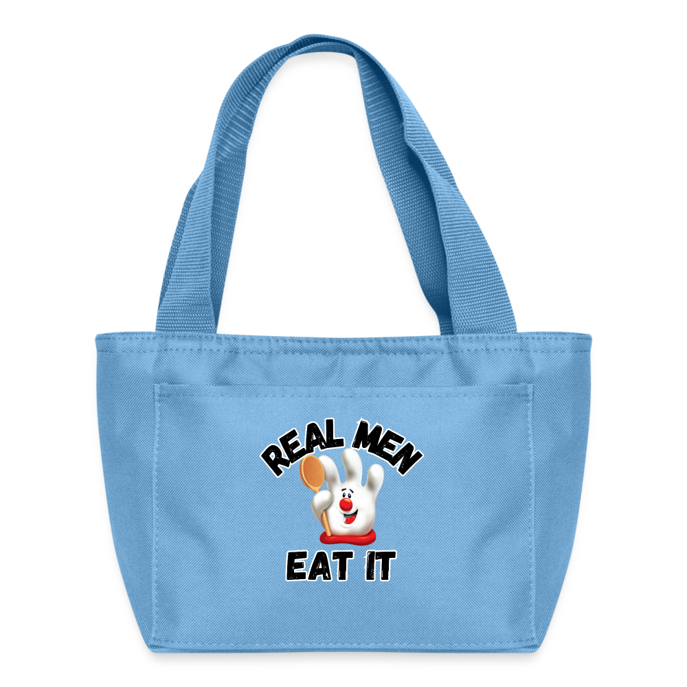 REAL MEN EAT IT Recycled Insulated Lunch Bag - light blue