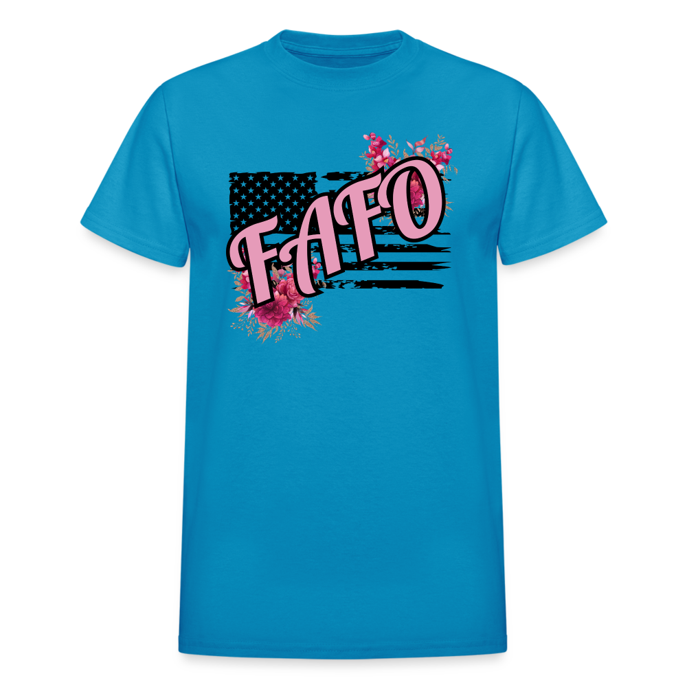 FAFO ROSES Gildan Ultra Cotton Adult T-Shirt - turquoise