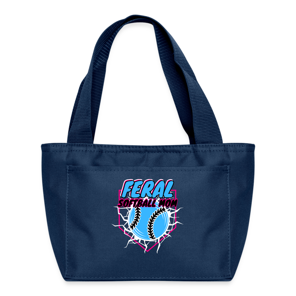 FERAL SOFTBALL MOM Recycled Insulated Lunch Bag - navy