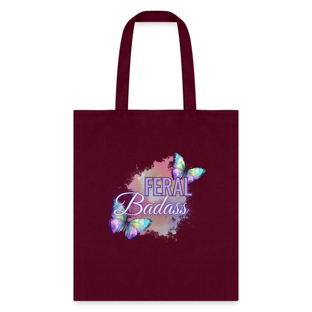 Feral Badass Tote Bag - burgundy