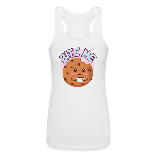 Bite Me – Women’s Performance Racerback Tank Top - white