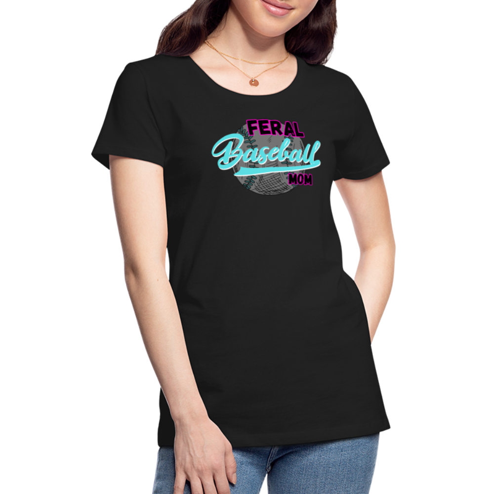 Feral Baseball Mom Women’s Premium T-Shirt - black