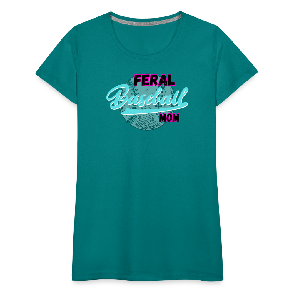 Feral Baseball Mom Women’s Premium T-Shirt - teal