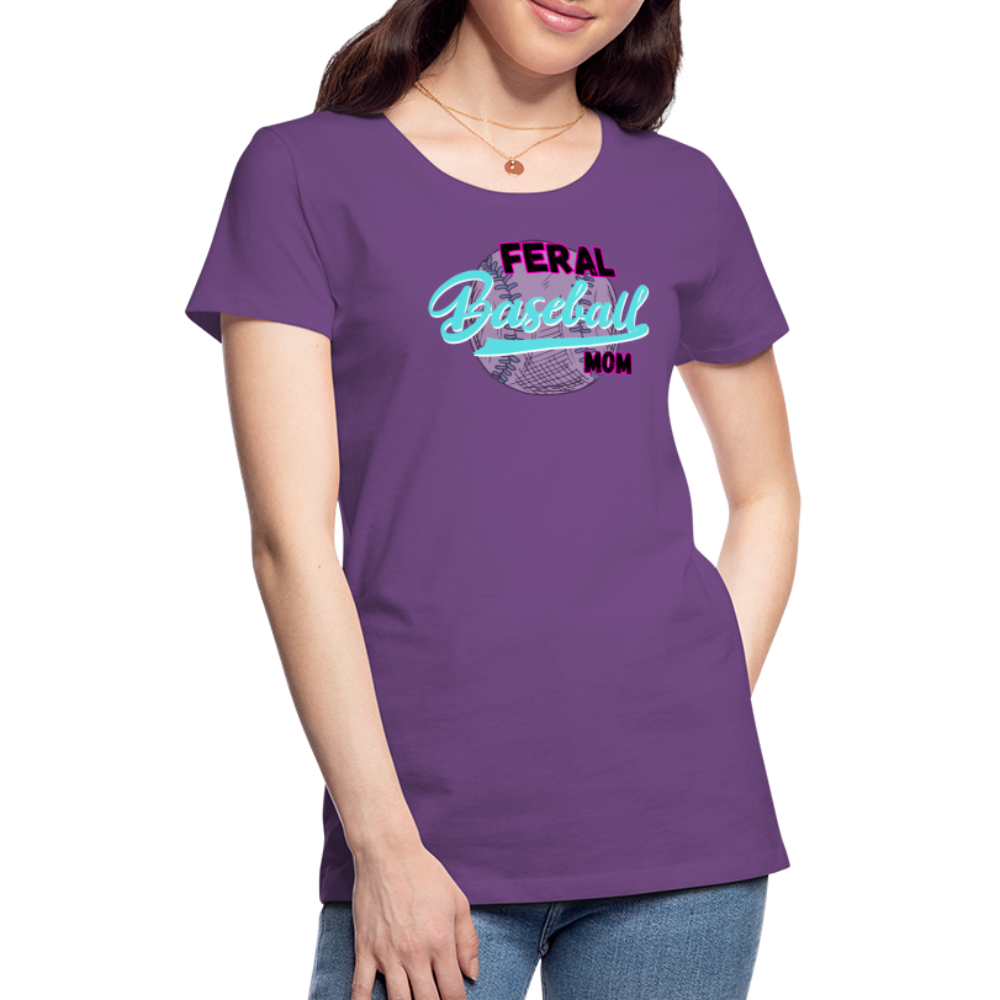 Feral Baseball Mom Women’s Premium T-Shirt - purple