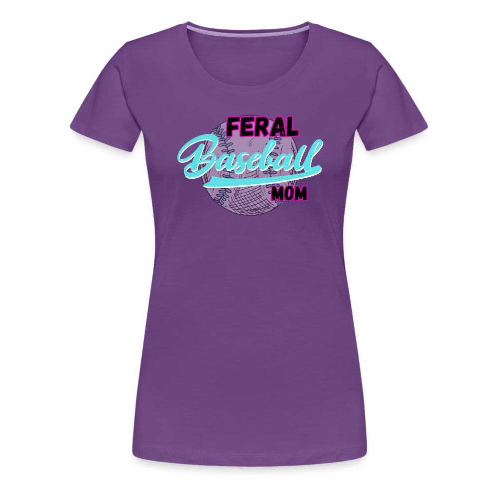 Feral Baseball Mom Women’s Premium T-Shirt - purple