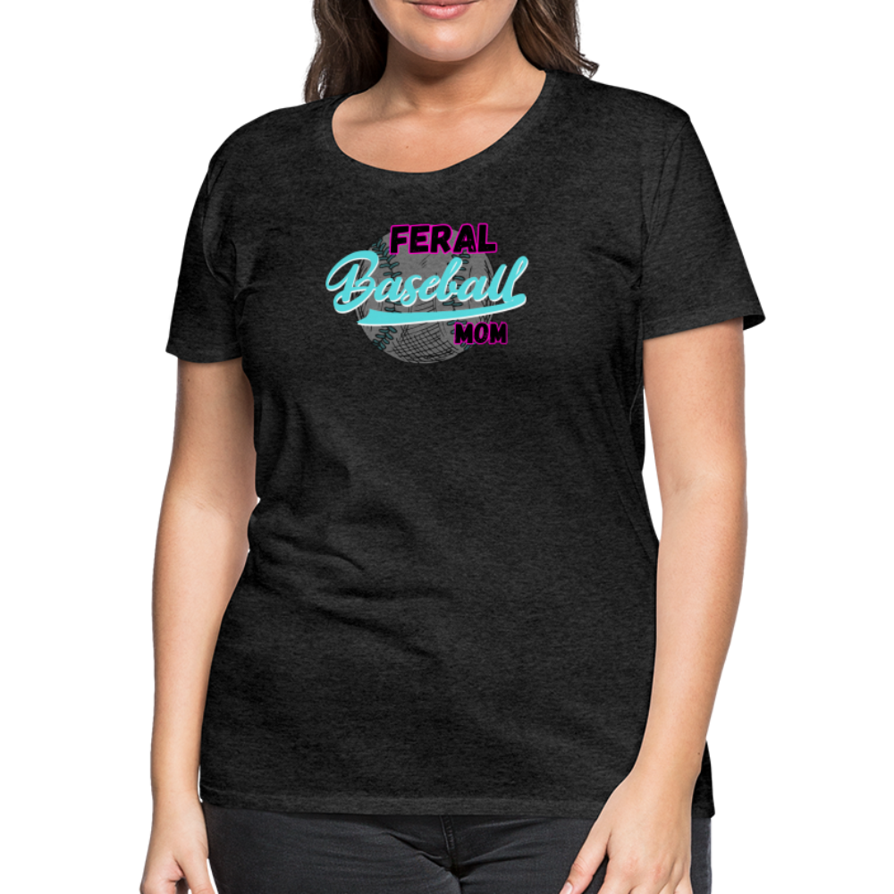 Feral Baseball Mom Women’s Premium T-Shirt - charcoal grey