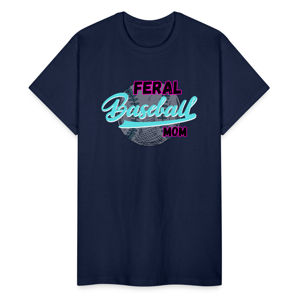 Feral Baseball Mom Gildan Ultra Cotton Adult T-Shirt - navy