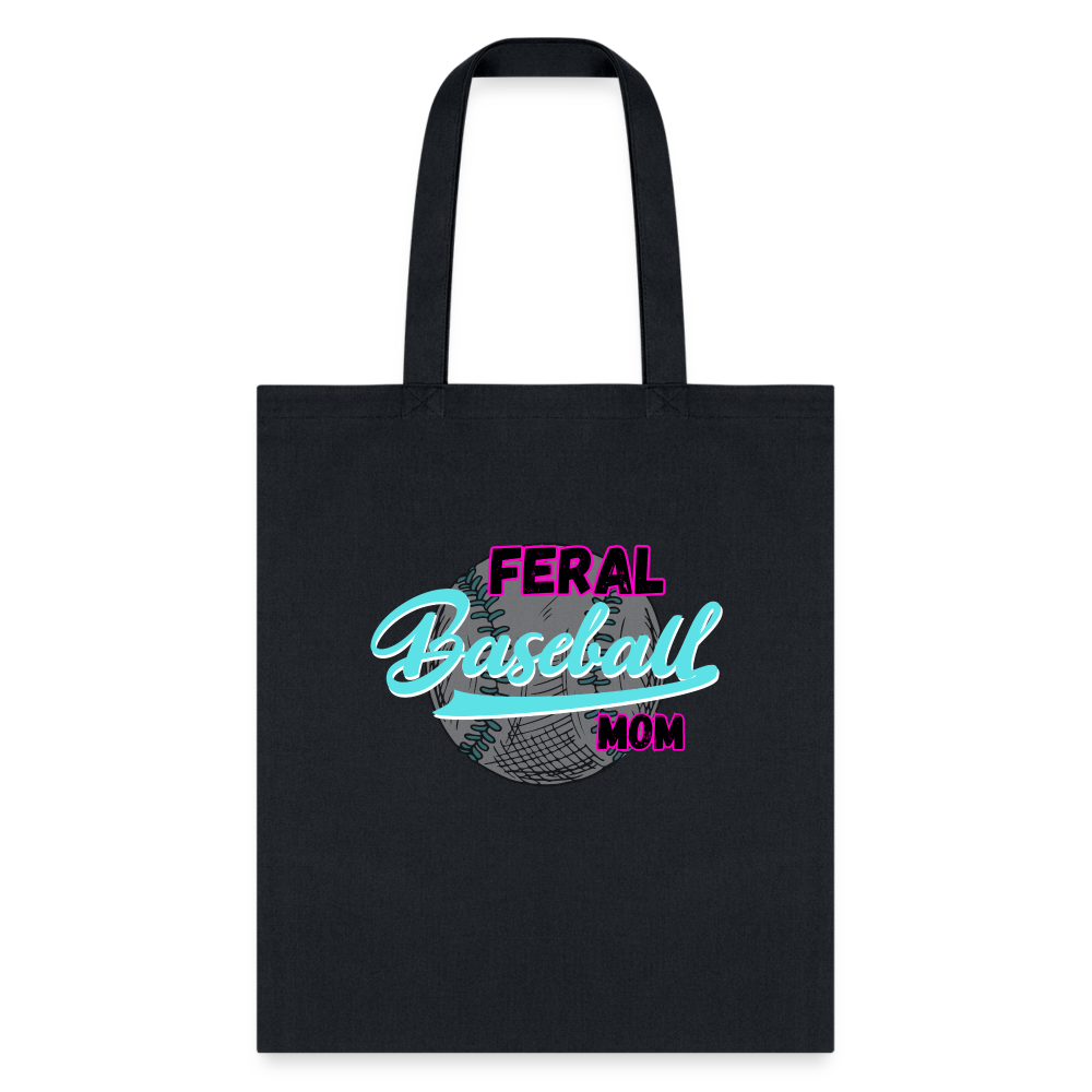 Feral Baseball Mom Tote Bag - black