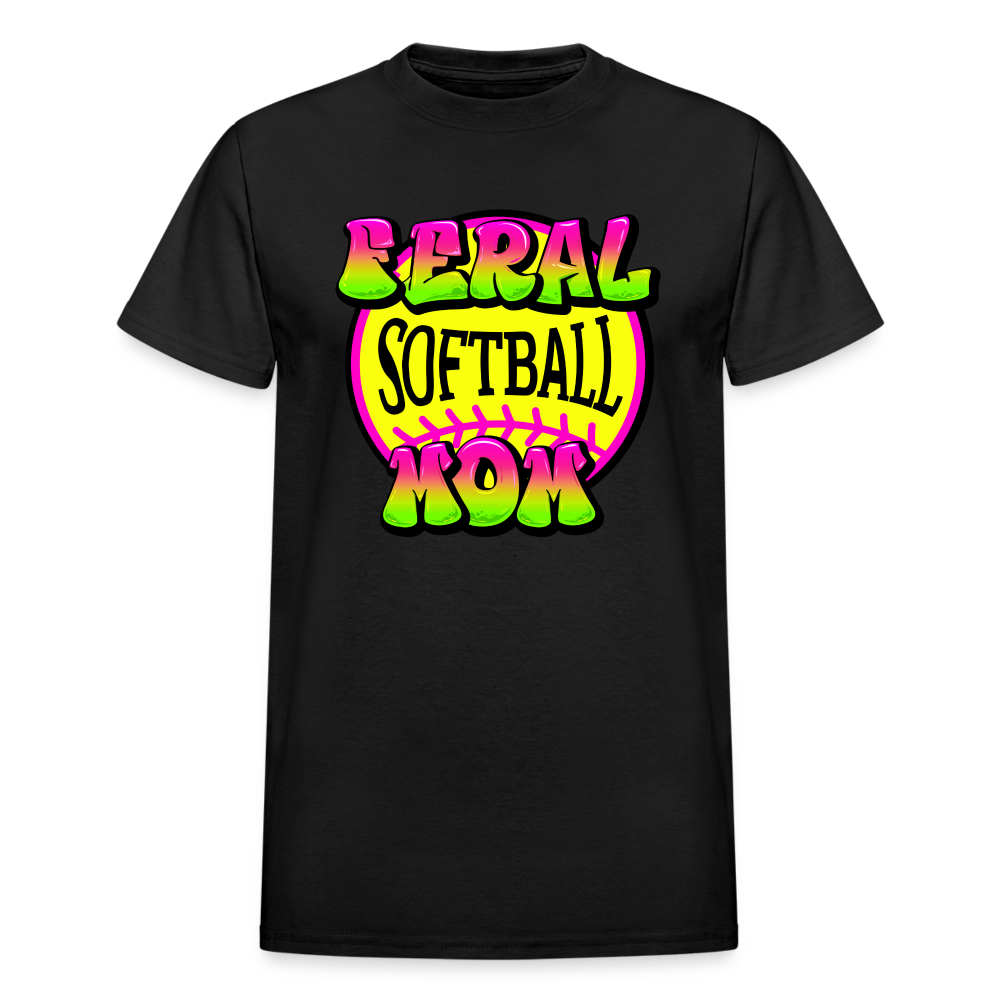 FERAL SOFTBALL MOM Gildan Ultra Cotton Adult T-Shirt - black