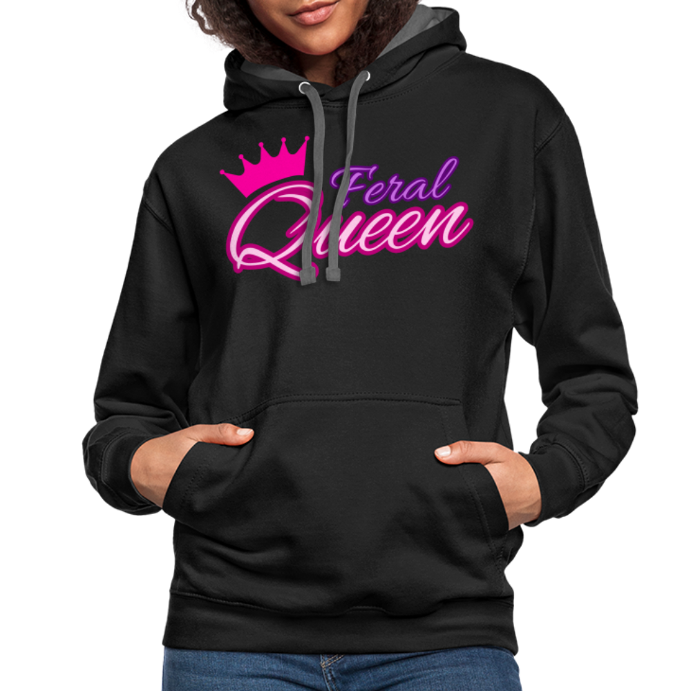 Feral Queen Contrast Hoodie - black/asphalt