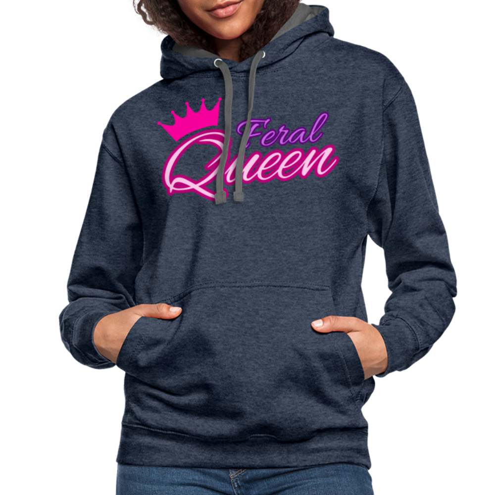Feral Queen Contrast Hoodie - indigo heather/asphalt