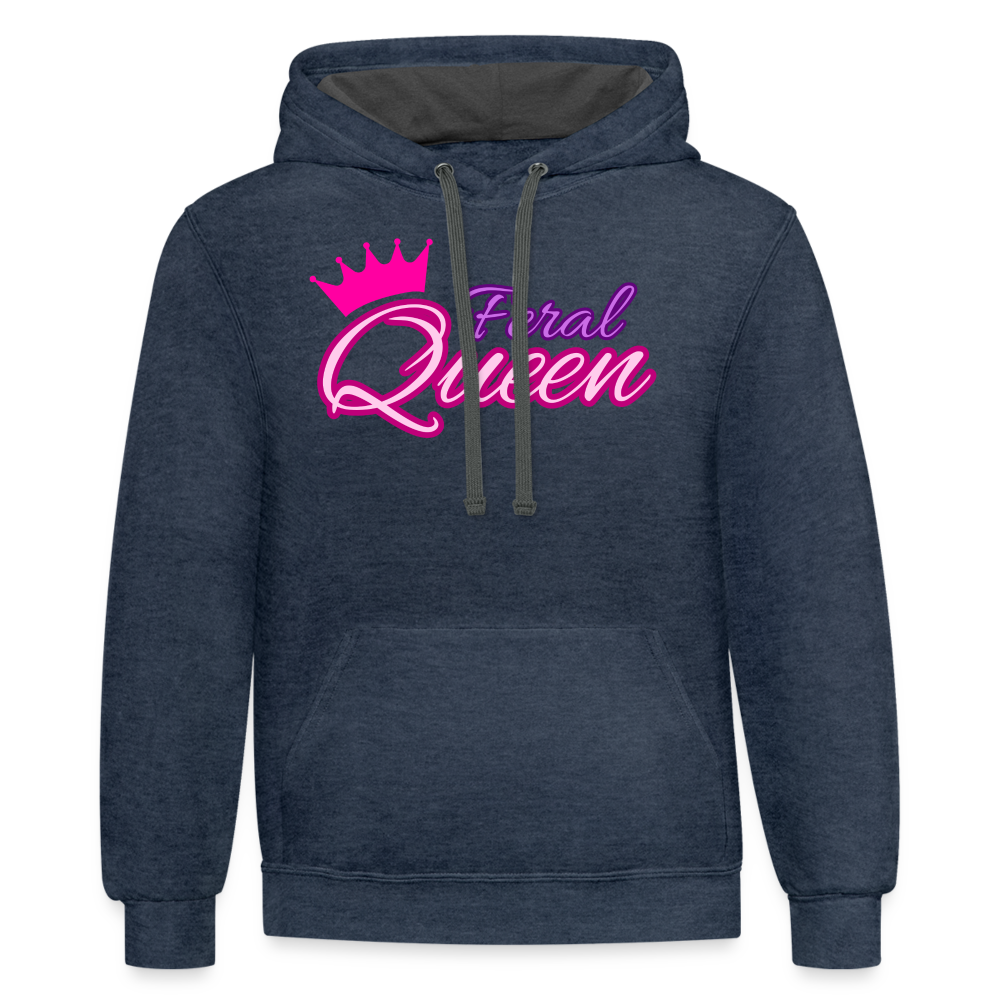 Feral Queen Contrast Hoodie - indigo heather/asphalt