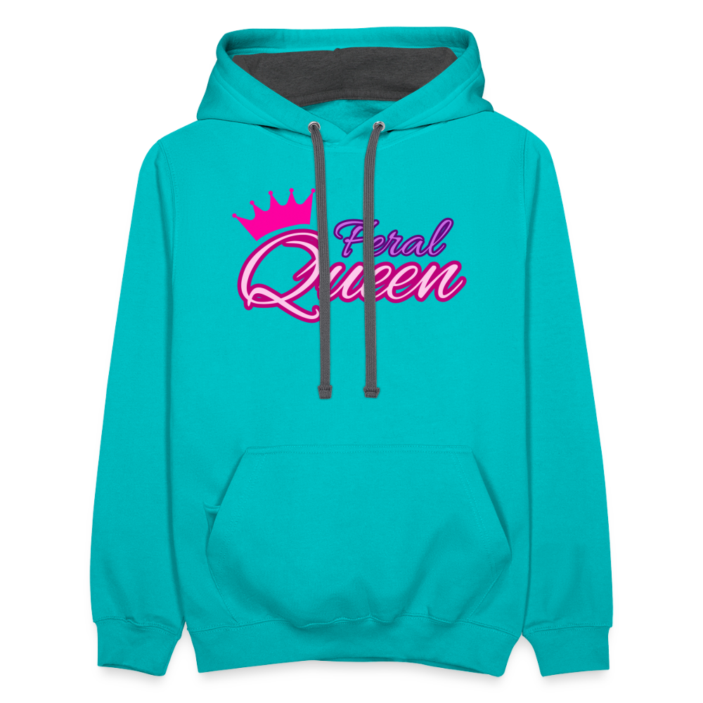 Feral Queen Contrast Hoodie - scuba blue/asphalt