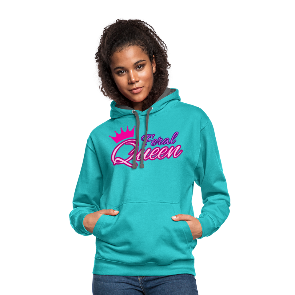 Feral Queen Contrast Hoodie - scuba blue/asphalt