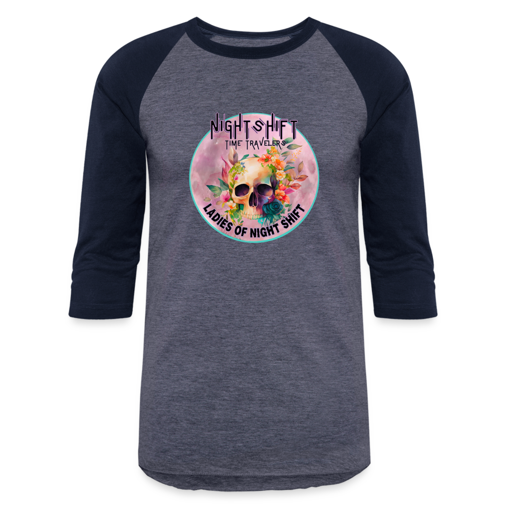 LADIES OF NIGHT SHIFT Baseball T-Shirt - heather blue/navy