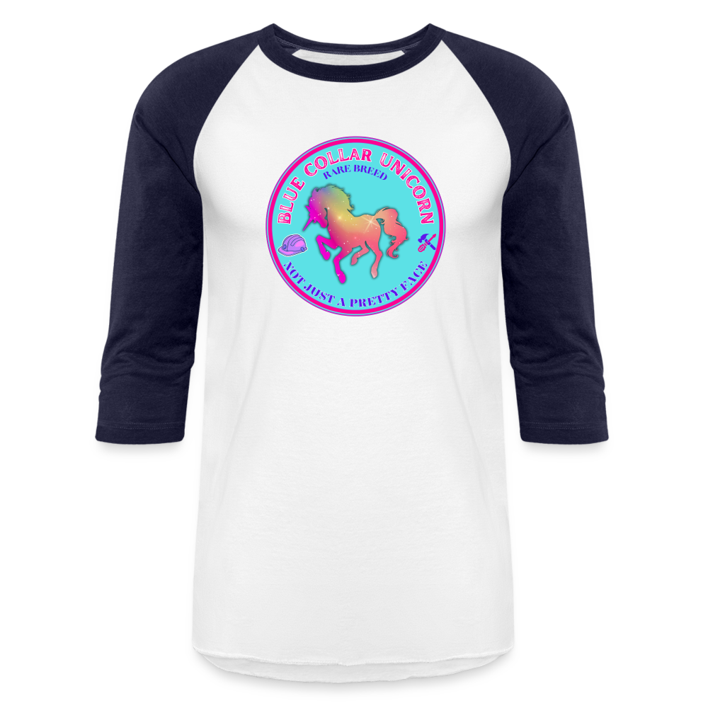 BLUE COLLAR UNICORN Baseball T-Shirt - white/navy