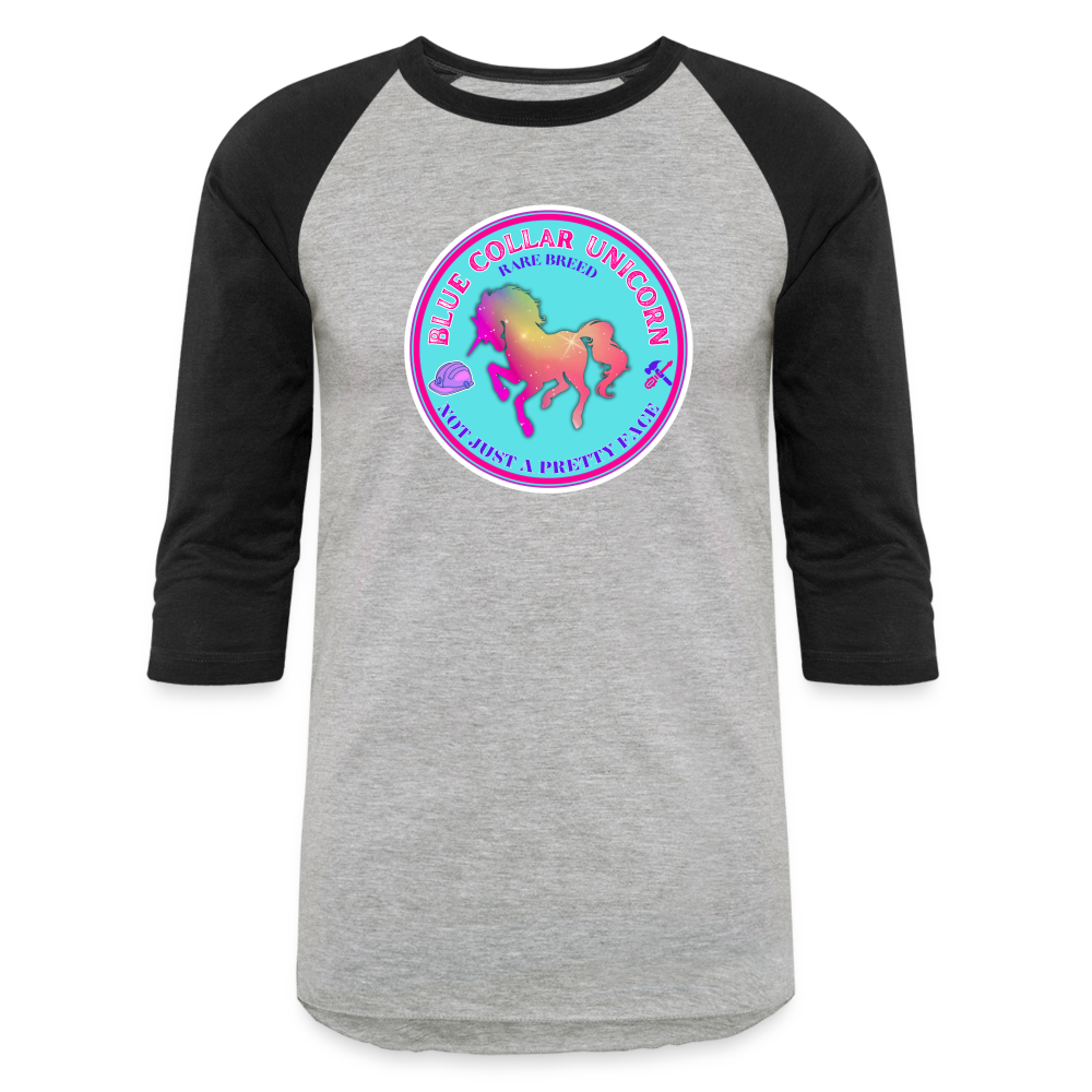 BLUE COLLAR UNICORN Baseball T-Shirt - heather gray/black