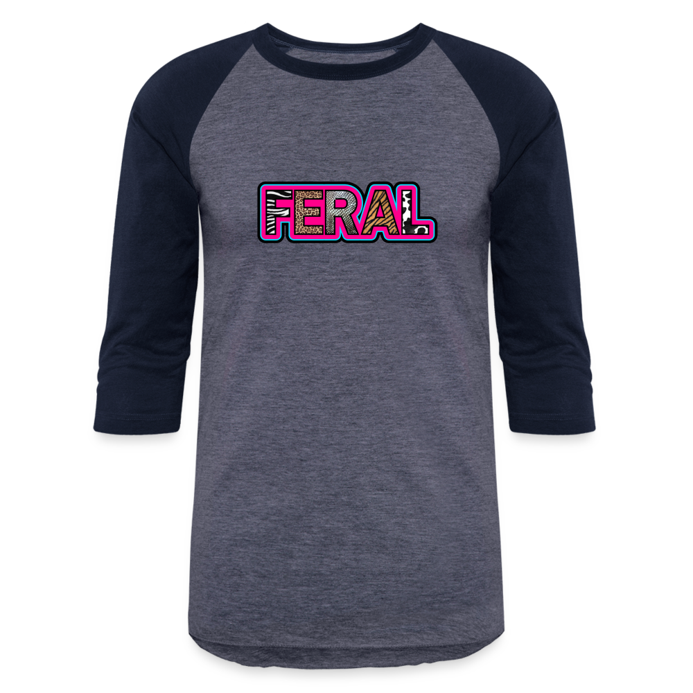 FERAL Baseball T-Shirt - heather blue/navy