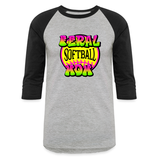 FERL SOFTBALL MOM Baseball T-Shirt - heather gray/black