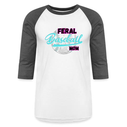 FERAL BASEBALL MOM Baseball T-Shirt - white/charcoal
