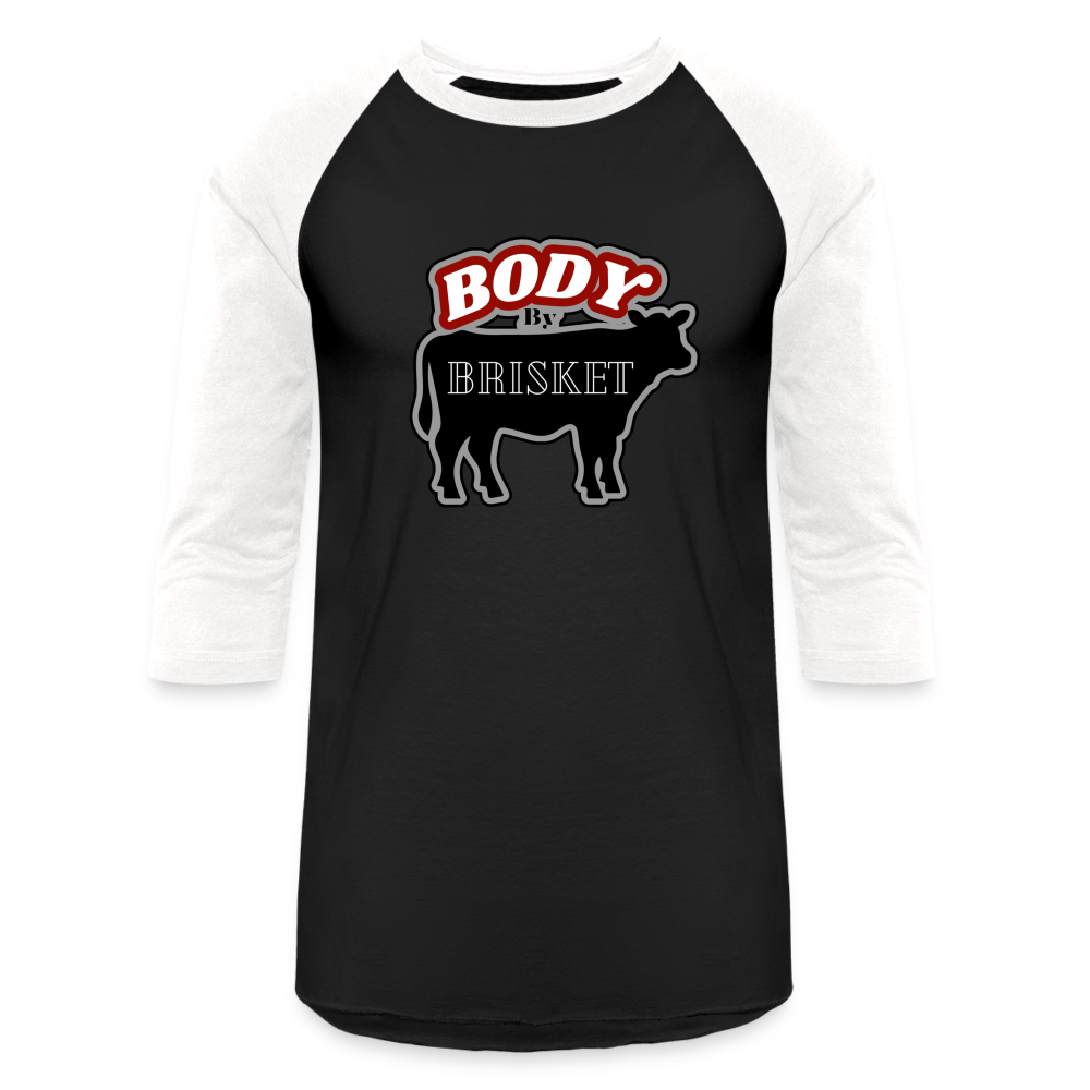 BODY BY BRISKET Baseball T-Shirt - black/white
