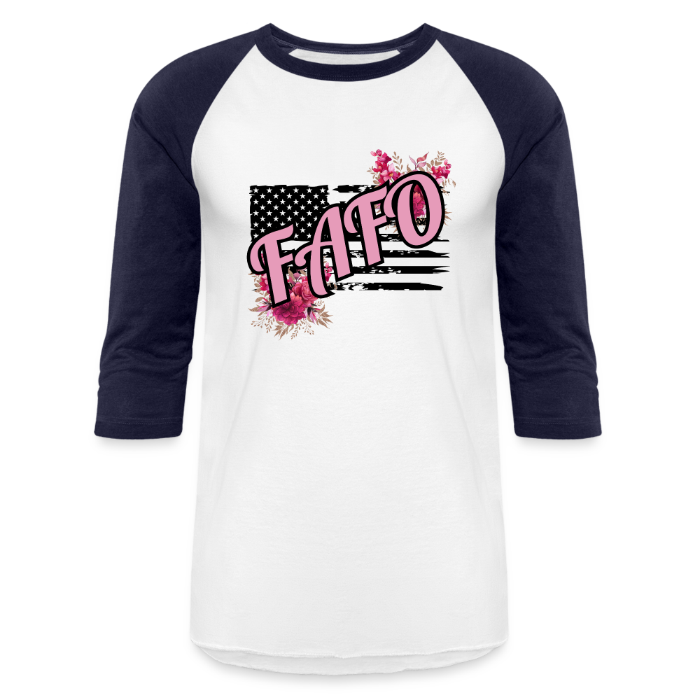 FLORAL FAFO Baseball T-Shirt - white/navy