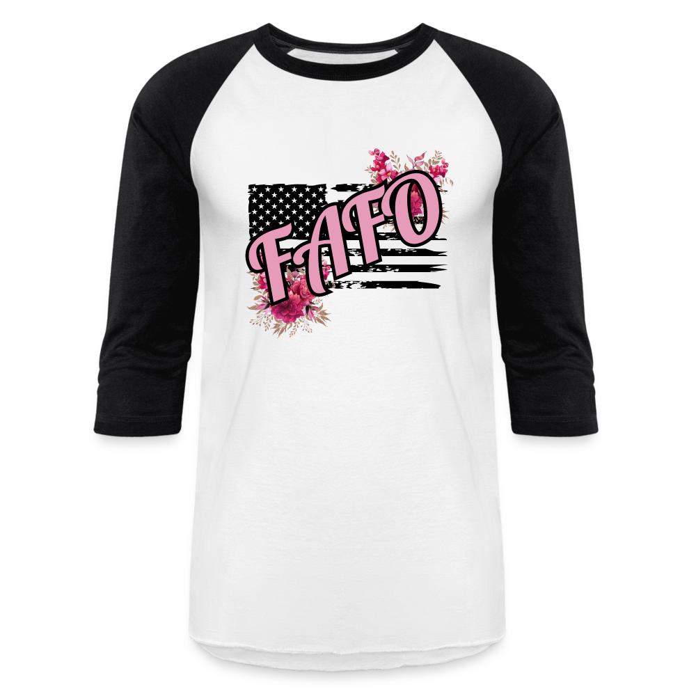 FLORAL FAFO Baseball T-Shirt - white/black