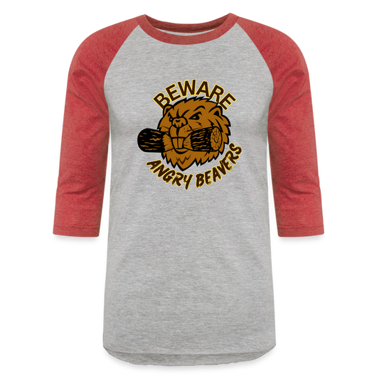 ANGRY BEAVERS Baseball T-Shirt - heather gray/red