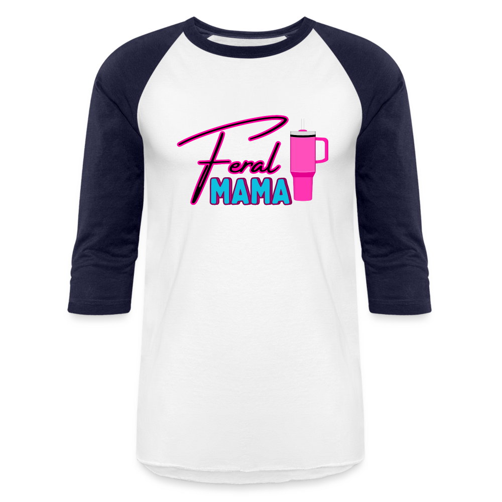 FERAL MAMMA CUP Baseball T-Shirt - white/navy