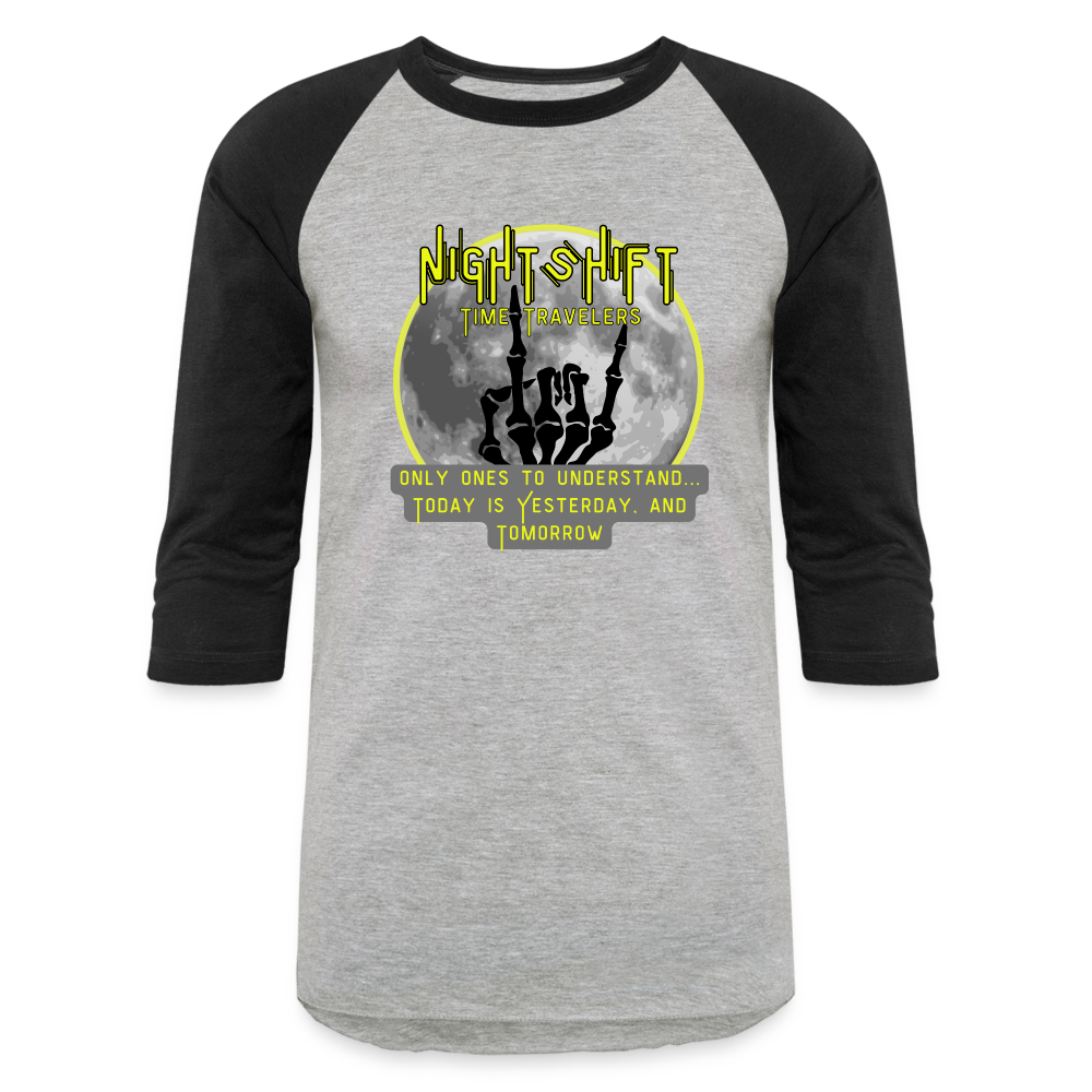 YELLOW NIGHT SHIFT Baseball T-Shirt - heather gray/black
