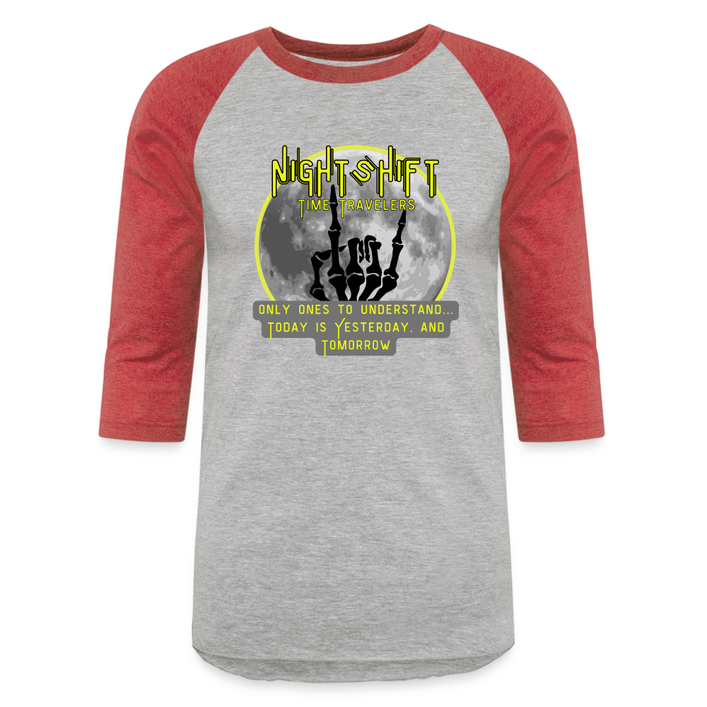 YELLOW NIGHT SHIFT Baseball T-Shirt - heather gray/red
