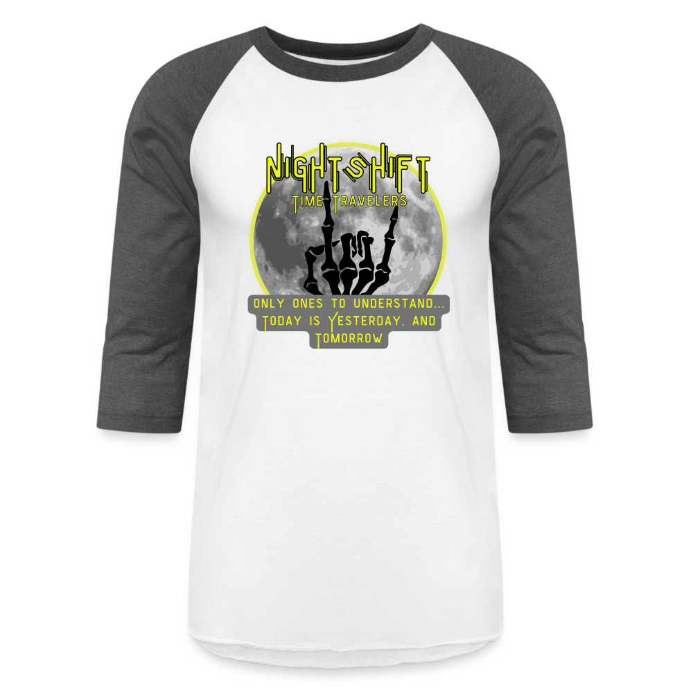 YELLOW NIGHT SHIFT Baseball T-Shirt - white/charcoal