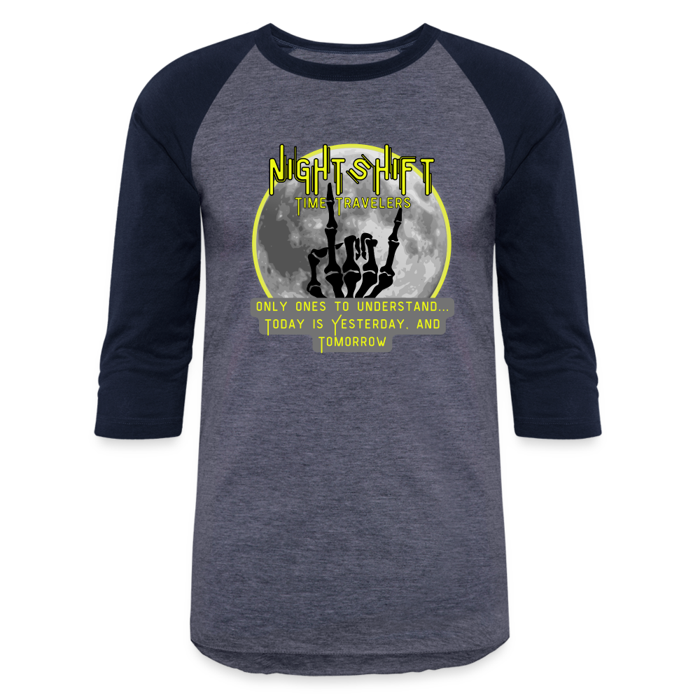 YELLOW NIGHT SHIFT Baseball T-Shirt - heather blue/navy