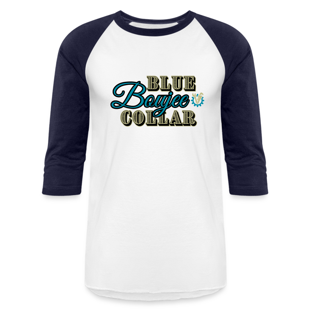 BLUE COLLAR BOUJEE Baseball T-Shirt - white/navy